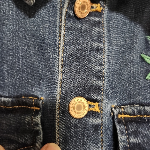 J. CREW MERCANTILE EMBROIDERED STRETCH MEDIUM WASH JEAN JACKET WMS SIZE MEDIUM - Picture 9 of 12